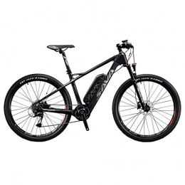 SAVADECK Carbon Fiber Electric Mountain Bike 27.5 inch e-bike Pedal-assist MTB Pedelec Bicycle with Shimano 9 Speed and Removable 36V/ 14Ah SAMSUNG Li-ion Battery (Black Grey)