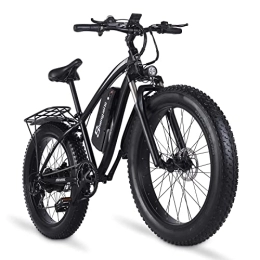 Shengmilo Bike Shengmilo 26 Inch Fat Tires Hydraulic Brake Electric Mountain Bike MX02S Electric Bike for Adults with Foldable Pedal Lockable Suspension Fork(BLACK)