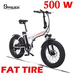 Shengmilo Bike Shengmilo 500W Electric Foldable Bicycle Mountain Snow E-bike Road Cycling, 4 inch Fat Tire, SHIMANO 7 Variable Speed (White)