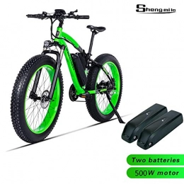 Shengmilo Bike Shengmilo-MX02 26 Inch Fat Tire Electric Bicycle, BAFANG 48V 500W Motor Snow Bike, Shimano 21 Speed Pedal Assist, Hydraulic Disc Brake Contains Two Batteries