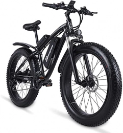YUESUO Electric Mountain Bike Shengmilo MX02S Electric Powerful Bicycle 26”Fat Tire Bike 1000W 48V / 17AH Battery eBike Moped Snow Beach Mountain Ebike Throttle & Pedal Assist (Black, Spare battery)