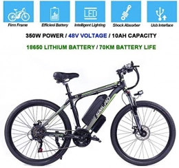 Smisoeq Bike Smisoeq Adult electric bicycles, movable 48V / 10Ah of 360W aluminum electric bicycles, mountain bikes lithium ion battery / electric bicycle commuting (Color : Black green)