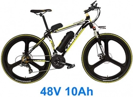 SSeir Electric Mountain Bike SSeir26 inch 5 level auxiliary 48V strong battery electric bicycle with 3.5 inch large bicycle computer 21 speed mountain bike, Black Yellow 10A