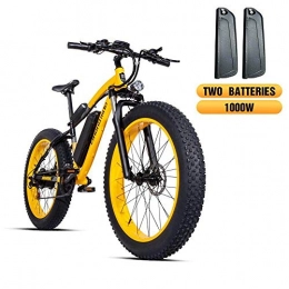 SSQIAN Electric Mountain Bike SSQIAN 26" Electric Bike Magnesium Alloy Electric Bicycle All Terrain 48v 1000w 25ah Removable Lithium-Ion Battery Fat Tire Mountain E-Bike For Mens, yellow
