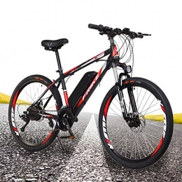Starsmyy Electric Mountain Bike Starsmyy Adults Electric Mountain Bike 26-Inch 250W Hybrid Bicycle 36V 10Ah Off-Road Tire Disc Brake Mountain Bike with Front Fork Suspension And Lighting, Black+Red