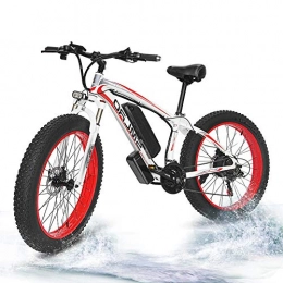 Starsmyy Bike Starsmyy Electric Fat Tire Bike Powerful 26"X4" Fat Tire 500W Motor 48V / 15AH Removable Lithium Battery Ebike Moped Snow Beach Mountain Bicycle, Electric Bicycle for Adults (White)