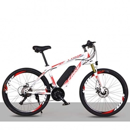 sunyu Electric Bike Electric Mountain Bike, 26 Inch E-bike, Max Speed 35km/h, 250W/36v 10A Charging Lithium Battery, 2 Wheel Adult Electric Bicyclewhite/red