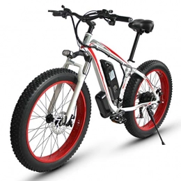 sunyu Electric Mountain Bike sunyu Electric Bikes for Adult, 4.0" Tires 21 Speed hybrid, 48V 18AH 1000 W Removable Lithium-Ion Battery Mountain Ebike for Menswhite / red
