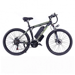 T-XYD Bike T-XYD Hybrid Mountain Bike, 48V 350W Adult Electric Bicycle, 21 Speed Variable 26Inch, Snow Road Cruiser Motorcycle with LED Headlights, black green