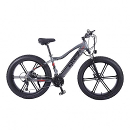 TANCEQI Electric Mountain Bike TANCEQI Electric Bike 26 Inches Folding Fat Tire Snow Mountain Bicycle with Super Magnesium Alloy Integrated Wheel, Premium Full Suspension And 27 Speed Gear, Gray