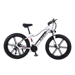 TANCEQI Bike TANCEQI Electric Bike 26 Inches Folding Fat Tire Snow Mountain Bicycle with Super Magnesium Alloy Integrated Wheel, Premium Full Suspension And 27 Speed Gear, White