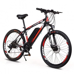 TDHLW Electric Mountain Bike TDHLW 26 Inch Electric Mountain Bike for Adults Full Suspension 50 Mph 27 Speed Variable Speed Off-road Electric MTB 250W 36V 10Ah Ebike Removable Battery, Maximum Speed 35KM / H, Red