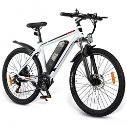 TGHY Electric Mountain Bike TGHY Electric Mountain Bike 26" E-MTB Pedal Assist 36V 350W Motor Removable 10Ah Lithium-ion Battery 7 Speed E-Bike for Men Adults Double Disc Brakes Full Suspension Fork, White