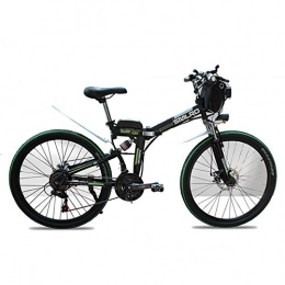 TIKENBST 26 Inch Lithium Battery Folding Electric Bicycle Double Suspension Disc Brakes Mountain Electric Bicycle,Black-350w40km