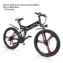 TIKENBST Electric Mountain Bike TIKENBST Folding Electric Mountain Bike Electric Bike 48V Lithium Battery Hidden Electric Car 26 Inch Tire Disc Brake And Full Suspension Fork, D