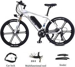PARTAS Electric Mountain Bike Travel Convenience A Healthy Trip 350W Adult Electric Mountain Bike, 26Inch 36V E-Bike With 13Ah Lithium Battery, Double Disc Brake City Bicycle Endurance Mileage 45Km ( Color : White , Size : 10AH )