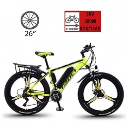 UNOIF Electric Mountain Bike UNOIF 26 Inch Electric Bicycle, 350W Mountain Bike 36V 13Ah Removable Lithium Battery PAS Front & Rear Disc Brake, Black Yellow