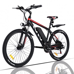 Vivi Bike VIVI Electric Bike, 26 Inch Electric Bikes for Adults Mountain Bike with 350W Motor, 36V / 10.4Ah Removable Battery, 21 Speed Gears, 20MPH Speed (Red)