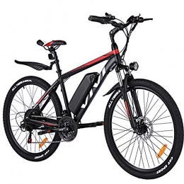 Vivi Bike VIVI Electric Bike for Adult, 26 Inch Men's Mountain Bike 36V 10.4 Ah Removable Li-Ion Battery with Fork Suspension, 21 Speed Gear Ebike Electric Bicycle (Red H6-Emtb)