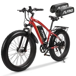 VLFINA Bike VLFINA Two 48V17AH removable batteries, electric mountain bike with 26" fat tyres, hydraulic oil brakes with pedal rear tailstock, EU delivery (With 2 batteries)