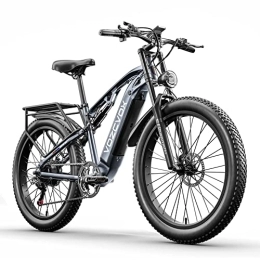 VOZCVOX Bike VOZCVOX Electric Bikes Electric Mountain Bike for Adults 26IN EBike, 48V15Ah Battery, 3.0IN Fat Tire, Full Suspension, Shimano 7 Speed, Range Up To 60KM