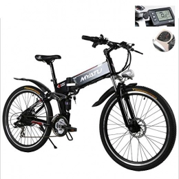 W&TT 21 Speeds 36V 12A 250W Adult Folding Pedal Assist Electric Bicycle E-bike 26 Inch Multi-stage Adjustable Shock Absorber Front Fork Mountain Bike with LCD HD Display,Black