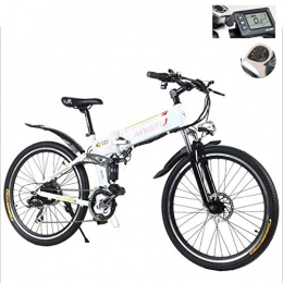 W&TT Electric Mountain Bike W&TT 21 Speeds 36V 12A 250W Adult Folding Pedal Assist Electric Bicycle E-bike 26 Inch Multi-stage Adjustable Shock Absorber Front Fork Mountain Bike with LCD HD Display, White