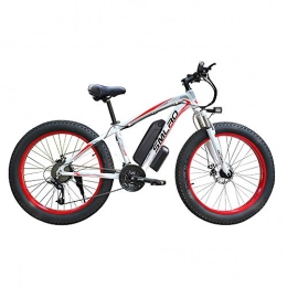 WMING Electric Mountain Bike WMING Lithium Battery Mountain Electric Bike Bicycle 26 Inch 48V 15AH 350W 21 Speed Gear Three Working Modes, white red