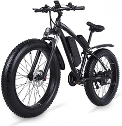 WQFJHKJDS Electric Mountain Bike 26 Inch 1000w With Fat Tyre,48V 17Ah Removable Battery,3.5" LCD Display,21-Speed Gear (Color : Black)