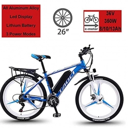 WXX Electric Mountain Bike WXX 26-Inch Magnesium Alloy LEC Liquid Crystal Display Electric Bicycle Removable Lithium-Ion Battery Off-Road Adult Variable Speed Car Three-Color Optional, Blue, 10AH