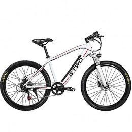 WXX Bike WXX 27.5 Inch Adult Variable Speed Ultra Light Electric Bike 350W Mountain Bike 48V 9.6Ah Removable Lithium Battery 5 PAS Front And Rear Disc Brake Bike, White red