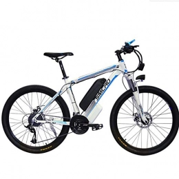WXX Bike WXX 350W 26-Inch Electric Mountain Bike Double-Disc Brake Removable Large-Capacity Lithium-Ion Battery (48V 10AH) Bicycle 21-Speed Gear Three Working Modes, white blue