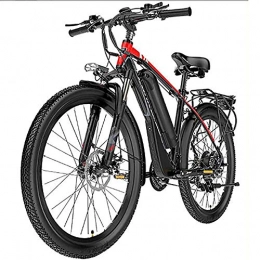 WXX Electric Mountain Bike WXX Electric Mountain Bike with Rear Seat, 26" 21-Speed Waterproof Electric Bike, 400W with Removable 48V 13AH Lithium-Ion Battery Bicycle Ebike, black red, 48V 10.4AH