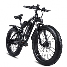 WZW Electric Mountain Bike WZW JM02S 1000W Adults Electric Bike 48V17Ah 4.0 Fat Tire Mountain Ebike Kit 21 Speed Gears Waterproof Electric Bicycle with LCD Display (Color : Black, Size : 2 Battery)