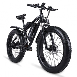 WZW Electric Mountain Bike WZW MX02S 26'' Electric Bike for Adults 4.0 Fat Tire Mountain Ebike 1000W Brushless Motor 48V 17Ah Removable Lithium-Ion Battery Bicycl Professional 21 Speed Gears (Color : Black)