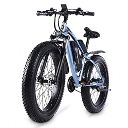 WZW Electric Mountain Bike WZW MX02S 26'' Electric Bike for Adults 4.0 Fat Tire Mountain Ebike 1000W Brushless Motor 48V 17Ah Removable Lithium-Ion Battery Bicycl Professional 21 Speed Gears (Color : Blue)