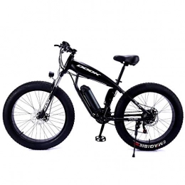 xianhongdaye Electric Mountain Bike xianhongdaye 26-inch mountain snow bike, electric lithium battery, lightweight and fat tires, front and rear mechanical disc brakes, off-road bicycles-black