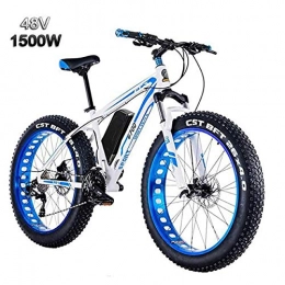 XTD Bike XTD New 48V 1500w Electric Mountain Bicycle 26 Inch Fat Tire E-Bike 50-60km / h Cruiser Mens Sports Bike Full Suspension Lithium Battery MTB Dirtbike Blue