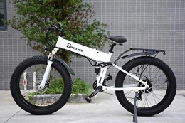 XXCY Electric Mountain Bike XXCY 1000W ebike Fat Tire Electric Bike Folding Mountain Bike 26' Full Suspension 48V12AH 21 Speeds Pedal Assist (white)