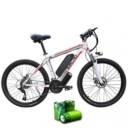 XXCY Electric Mountain Bike XXCY C6 Electric Mountain Bike, 1000W 26'' Electric Bicycle with Removable 48V 15AH Lithium-Ion Battery Shimano 27 Speed Gear (White red)