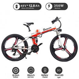XXCY Electric Mountain Bike XXCY M80 26' e-bike MTB 48V 350W Men Folding Ebike 21 Speeds Mountain&Road Bicycle with 26inch Tire, Disc Brake and Full Suspension Fork (orange)