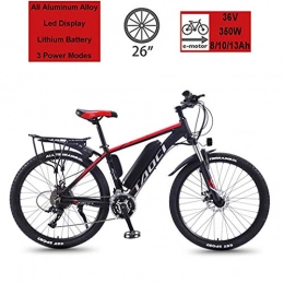 Yd&h Electric Mountain Bike Yd&h 26" Electric Mountain Bikes, Adults Electric Bicycle / Commute Ebike with 350W Motor, 36V 8 / 10Ah / 13Ah Lithium Battery, Professional 21 Speed Transmission Gears, Red, 10Ah 70Km