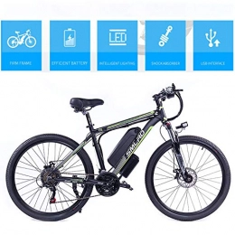 YMhome Electric Mountain Bike YMhome 26 Inch 48V Mountain Electric Bikes for Adult 350W Cruise Control Urban Commuting Electric Bicycle Removable Lithium Battery, Full Suspension MTB Bikes, Black Green