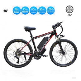 YMhome Electric Mountain Bike YMhome Electric Bike, 26" Electric City Ebike Bicycle With 350W Brushless Rear Motor For Adults, 36V / 13Ah Removable Lithium Battery, Black Red
