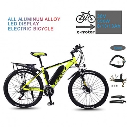 YRXWAN Electric Mountain Bike YRXWAN Aluminum Alloy Material Electric Mountain Bike 26" 36V 350W Removable Lithium-Ion Battery Bicycle Ebike, for Outdoor Cycling Travel Work Out, Yellow, 13AH80KM