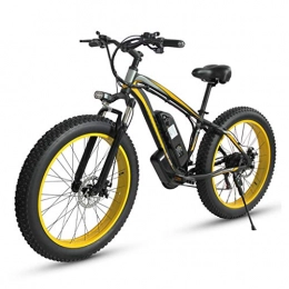 YUN&BO Electric Mountain Bike YUN&BO Electric Bicycle, Aluminum Alloy Beach Snow Bicycle with 15AH Lithium Battery, 26 * 4.0 Inch Big Tire Lightweight Ebike Bicycle for Teens And Adults, Yellow
