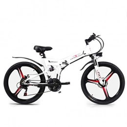 YUNYIHUI Bike YUNYIHUI Electric Mountain Bike, Lithium-ion battery, 26 Inch Folding E-bike, commuter city folding bike, White three knife wheel-350W