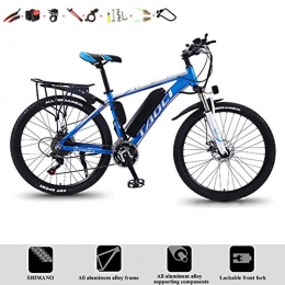 YXYBABA Electric Mountain Bike YXYBABA Electric Mountain Bike 26" Wheel Electric Bike City Commute Bike 36V 350W 8AH Removable Lithium-Ion Battery E-Bike Double Disc Brakes LED Light, Blue