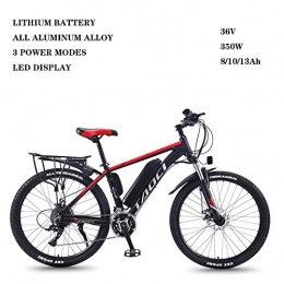 ZFY Electric Mountain Bike ZFY 26 Inch Electric Bikes For Adult, Magnesium Alloy Ebikes Bicycles All Terrain, 36V 350W Removable Lithium-Ion Battery Mountain Ebike, Red-13AH90km