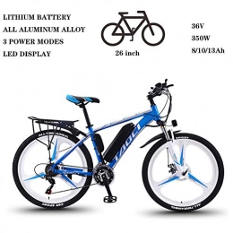 ZFY Bike ZFY 36V 350W Removable Lithium-Ion Battery Mountain Ebikeelectric Bike Adult Electric Bicycle Aluminum Alloy Bike Outdoor Ebike, Blue-8AH50km